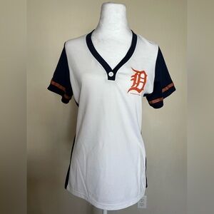 Detroit Tigers Cabrera White & Navy V‑Neck Athletic Tee with Orange Logo